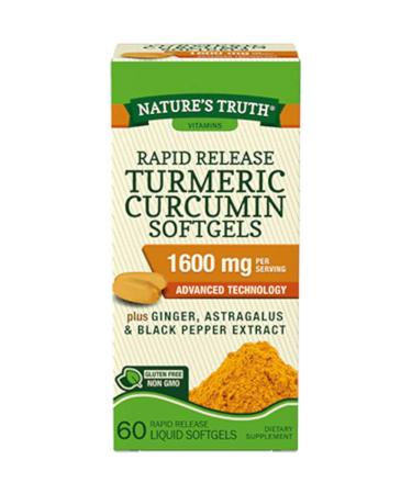 Nature's Truth Turmeric Curcumin plus Ginger Astragalus and Black Pepper Extract 800 mg  60 Rapid Release Liquid Softgels