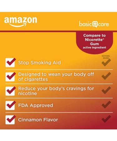 Amazon Basic Care Nicotine Polacrilex Gum 4mg - Cinnamon Flavor 160ct - Buy Online on GoSupps.com