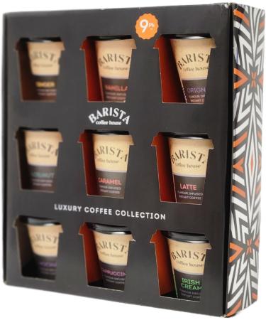 Barista Luxury Mini Coffee Collection 9pk Assortment Flavoured Inastant Light Roast Coffee Mug - Buy Online on GoSupps.com
