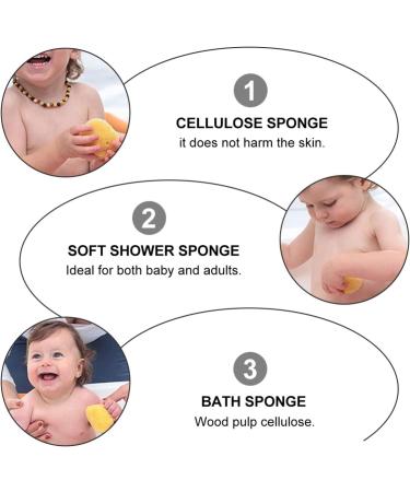 Minkissy 3pcs Bathing Sponges with Hanging Strap - Soft Shower Exfoliating Sponges for Adults & Kids - Yellow Sponge for Body Scrubbing - Bathroom Cleaning Tool - Buy Online on GoSupps.com
