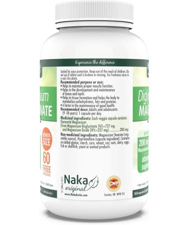 Naka Magnesium Bisglycinate 200 mg - 260 Veggie Caps 260 count (Pack of 1) - Buy Online on GoSupps.com