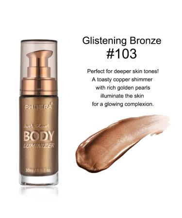 PHOERA Body Luminizer Waterproof Glow Moisturizer for Face & Body - Glistening Bronze 1fl.oz - Buy Online on GoSupps.com