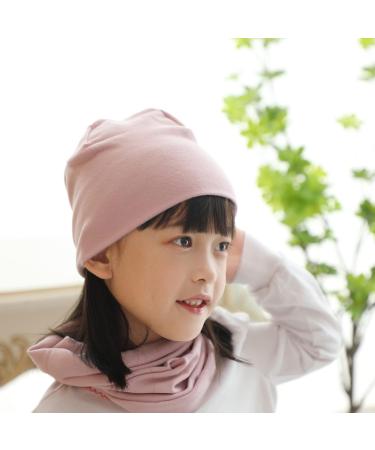 VUCDXOP Kids Cotton Hat Scarf Set - Beanie Hat + Tube Scarf Combo for Boys and Girls - Pink - Size L (3-7 Years) - Buy Online on GoSupps.com