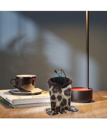 Milists Plush-Dressed Anti-Scratch Leather Glasses Holder - Silver Leopard for Desks & Bedside Tables | Shop Internationally - Buy Online on GoSupps.com