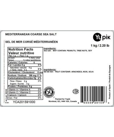 Yupik Mediterranean Coarse Sea Salt 1 Kilogram 1 kg (Pack of 1) - Buy Online on GoSupps.com