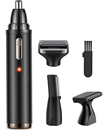 4 in 1 Nose and Ear Hair Trimmer Portable Ear Nose Hair Trimmer USB Rechargeable Nose Hair Trimmer Waterproof Dual Edge Blades for Easy Cleaning Black