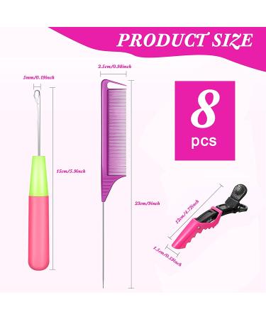 Latch Hook Crochet Needle Comb Hair Clip Set - 8 Piece Kit for Braiding, Hair Extensions, and Styling - Buy Online on GoSupps.com