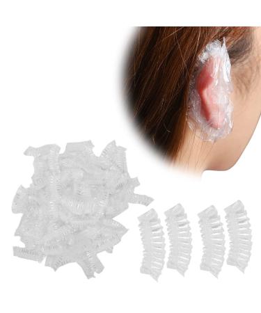JZTang 200 Pcs Disposable Ear Covers Plastic Clear Ear Shower Caps Ear Protectors for Hair Salon Hair Dryer Bathing