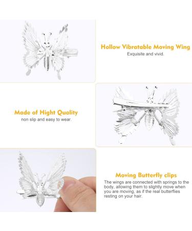 ONCHSH 3D Moving Butterfly Hair Clips - Silver Wedding Hair Accessories for Women and Girls - Buy Online on GoSupps.com