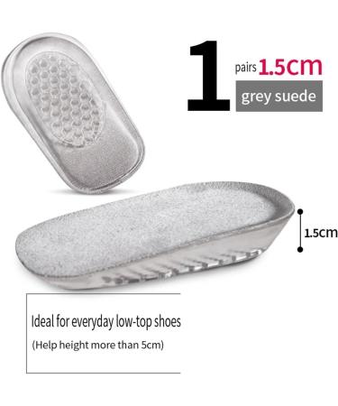 Buy Silicone Gel Height Increase Insoles for Men & Women - Comfortable Heel Lifting Shoe Inserts - Grey 1.5cm - Buy Online on GoSupps.com