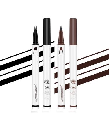 Eyebrow Pencil with 4 Fork Tip Eyebrow Contouring Pen Brow Pencils for Women Makeup Eyebrow Pen Pencil (Black) - Buy Online on GoSupps.com