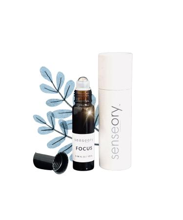 SENSEORY Focus Essential Oil Roll-On Cedarwood Vetiver Rosemary Lemon & Peppermint Blend Natural Aromatherapy for Mental Clarity Concentration & Productivity 10ml Roll-On