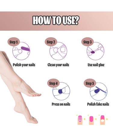 Short Square French False Toenails on Nails Glitter Press on Toenails Nude Glitter Stick Fake Toe Nails Acrylic Full Cover Toenails for Women Girls Nail Art Accessories (French White Pink) - Buy Online on GoSupps.com