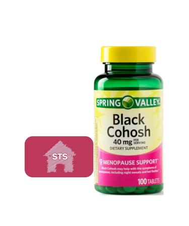 Spring Valley Black Cohosh 40 mg Menopause Support 100 Count + STS Sticker.