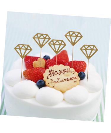 AOKWAWALIY 50pcs Wedding Decoration Diamond Shaped Cupcake Picks Cupcake Diamond Topper Cake Topper Diamond Glitter Diamond Wedding Ceremony Decorations Fruit Happy Birthday Bride Golden medium - Buy Online on GoSupps.com