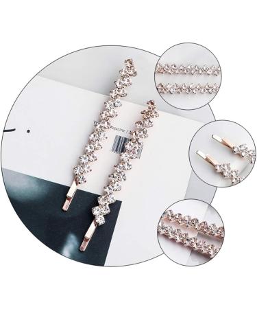 FRCOLOR 2 Pairs Rhinestone Bobby Pin Bling Crystal Metal Hair Clips Sparkly Hairpins Hair Accessories for Lady Women Girls Rose Gold - Buy Online on GoSupps.com