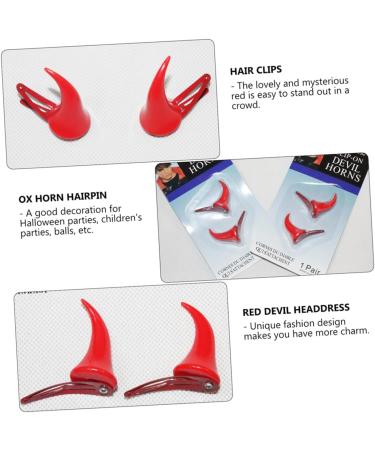 Beaupretty 1 Set 2 Pairs Cute Hair Accessories Hair Accessories for Prom Devil Horn Barrettes Ox Horn Hairpin Gothic Horn Headband Hair Clip Red Plastic Horns Halloween - Buy Online on GoSupps.com