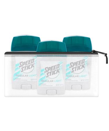 Speed Stick Regular Light Deodorant Travel Pack for Men - 3 Pack | 1.8 Oz Travel Size Bundle with Bag - Buy Online on GoSupps.com