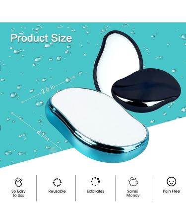 2 Pcs Crystal Hair Eraser Set | Reusable Painless Hair Remover for Men and Women | Portable Exfoliation Tool for Back, Arms, Legs | Washable | Blue & Black - Buy Online on GoSupps.com