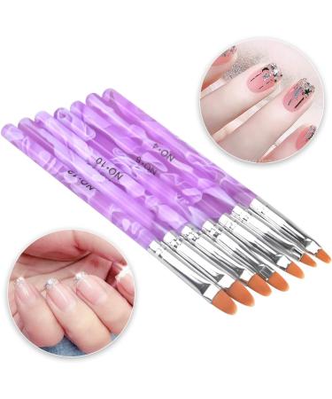 Jinlaili 7PCS Nail Art Brush Set - Purple Nail Tips Builder Brush Set for UV Gel & Acrylic Nails - Nail Design Painting Kit for Home Salon - Buy Online on GoSupps.com
