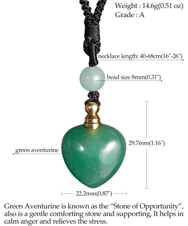 Jewever Crystal Necklace Perfume Heart Pendant for Women | Green Aventurine Aroma Diffuser Jewelry | Healing Stones & Essential Oil Necklace - Buy Online on GoSupps.com
