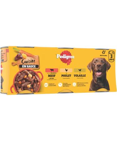 Pedigree Cuisine Dog Food - Cans in Sauce for Adult Dogs - 3 Varieties - 3x800g - Pack of 4 4x3x800g (Pack of 12) - Buy Online on GoSupps.com