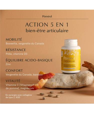 POMEOL Strong Joint Food Supplement | Joint Discomfort Mobility and Flexibility - OsteoPulse | 60 days | Boswellia Collagen Bamboo Zinc Magnesium Vitamin D3 - Buy Online on GoSupps.com