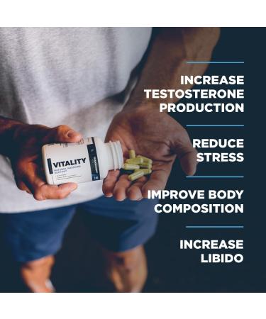 Vitality Testosterone Booster - Powerful Men's Supplement with Ashwagandha Shilajit & DIM for Strength & Enhanced Testosterone - 60 Count - Buy Online on GoSupps.com