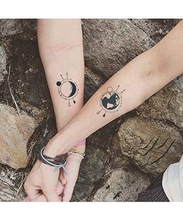 Waterproof Temporary Tattoo Stickers - Set of 12 Compass Grey Watercolor Blue Designs - Buy Online on GoSupps.com