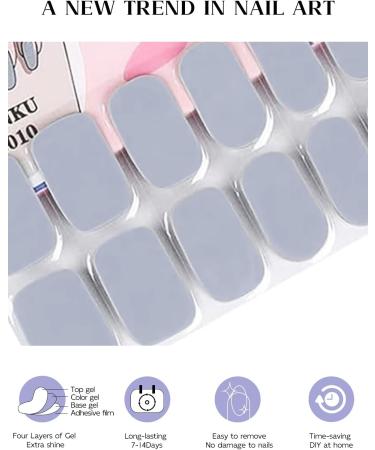 Ebanku 20PCs Gray UV Gel Nail Film - Self-Adhesive Nail Foil Wraps & Stickers for Women & Girls - Includes Nail File & Stick for Easy Nail Decoration - Buy Online on GoSupps.com