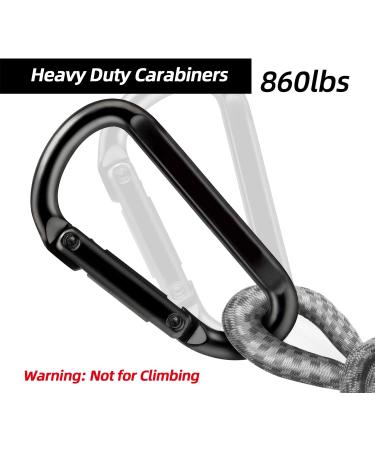 Caribeener Carabiner Clip 860lbs 3 Iron Heavy Duty D Shape Buckle - 2 PCS Black for Camping, Hiking, Dog Leash, Yoga Swing - Buy Online on GoSupps.com