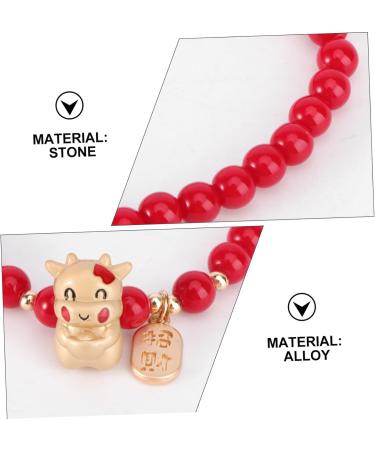 CALLARON Women 1pc Zodiac Year Bracelet Bracelets Miss Alloy Red Beads Ox Mascot Bracelet - Buy Online on GoSupps.com