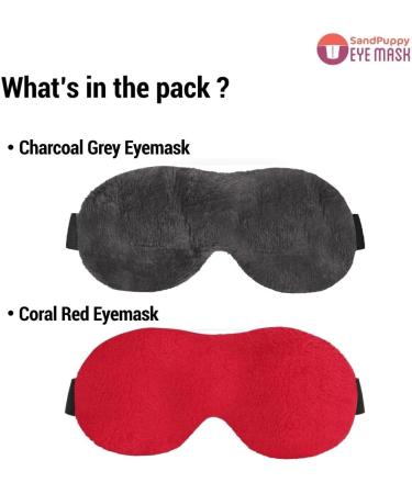 SandPuppy Eyemask (Pack of 2) for Kids, Men, and Boys - Coral Red & Charcoal Grey | Bulk Discount Available - Buy Online on GoSupps.com