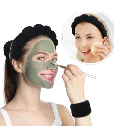 Cindeer 3 Pcs Spa Headband & Hair Scrunchies Set for Women - Wide Padded Headband for Makeup & Shower - Black - Buy Online on GoSupps.com