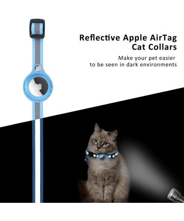 KOLACEN Reflective AirTag Cat Collar GPS Cat Collar with Adjustable AirTag Holder Bell Breakaway Buckle Compatible with Apple AirTag Anti-Lost Cat Tracker Collar for Cats Kittens Small Dogs (Blue) - Buy Online on GoSupps.com