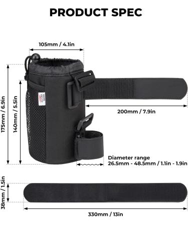 KEMIMOTO Oxford Fabric Water Cup Holder - Collapsible & Adjustable Universal Drink Holder for Bike, Motorcycle, ATV, UTV, Scooter, Boat, Kayak, Wheelchair, Rollators & More - Buy Online on GoSupps.com