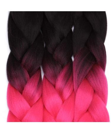 Tess Braids Extensions 60 cm - Jumbo KanCalon Ombre Hair Braids (Black/Pink) | 100g Bundle for Single-Laid Box Braids - Buy Online on GoSupps.com