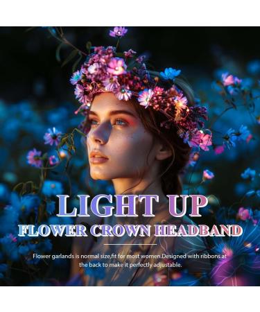 Zoestar Light Up Flower Crown Headband LED Hair Wreath Headbands Bridal Floral Headpiece Festival Party Hair Accessories for Women and Girls (Colorful Standard Size) - Buy Online on GoSupps.com