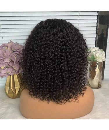 Short Bob Curly Human Hair Wig with Bangs - 180% Density Kinky Curly Fringe Bang Wig for Black Women - Brazilian Unprocessed Virgin Hair - Natural Color - Buy Online on GoSupps.com