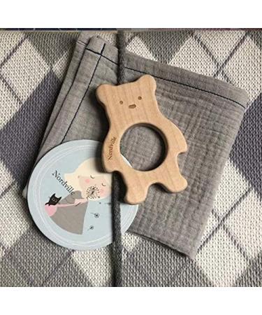 Nordville Teething Ring Teddy | Organic Maple Wood Baby Teething Aid | Handmade Gift for Baby Shower - Buy Online on GoSupps.com