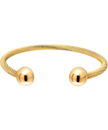 MagnetRX Twisted Cable Stainless Steel Magnetic Bracelet Cuff - Elegant Golf Bracelet for Men & Women - Gold Medium - Buy Online on GoSupps.com