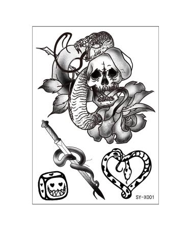 Snake Temporary Tattoo 6 Sheets - Tribal Serpent Mamba Black Roses Spider Web Sword - Party Favors Body Art for Men & Women - Halloween - Buy Online on GoSupps.com