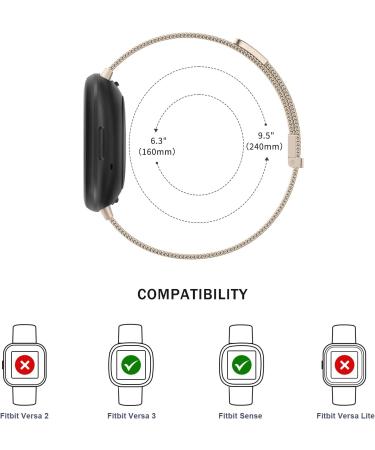 Buy AK Stainless Steel Bracelet for Fitbit Versa 3/4 & Sense 2 Vintage Gold Replacement Improved Magnet Unisex Design - Buy Online on GoSupps.com