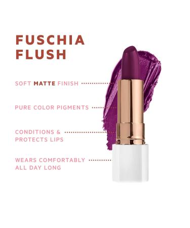 Flower Beauty Petal Pout Lipstick in Fuchsia Flush Matte - Nourishing, Highly Pigmented, Cruelty-Free Lip Color with Antioxidants - 1 Count - Buy Online on GoSupps.com