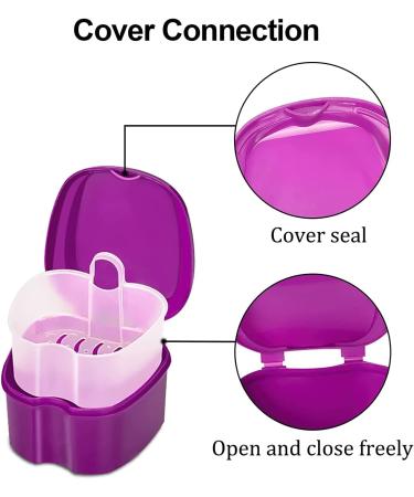 Denture Bath Case Orthodontic Dental Retainer Box Plastic False Teeth Bath Box Denture Cleanning Set Container Soaking Denture Bath for Storing Soaking Dentures Cleaning Box with Filter(Purple) - Buy Online on GoSupps.com