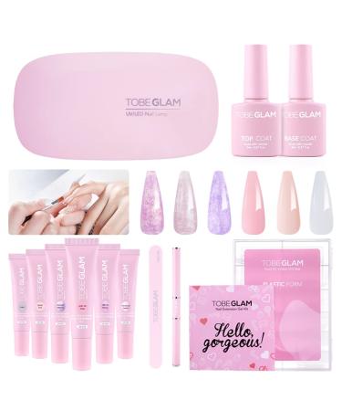 TOBEGLAM Nail Extension Gel Kit - 6 Colors Poly Nail Enhancement Builder Gel with UV Lamp | Trendy Salon-quality Nail Art | Easy DIY All-in-One Manicure Starter Kit - Buy Online on GoSupps.com