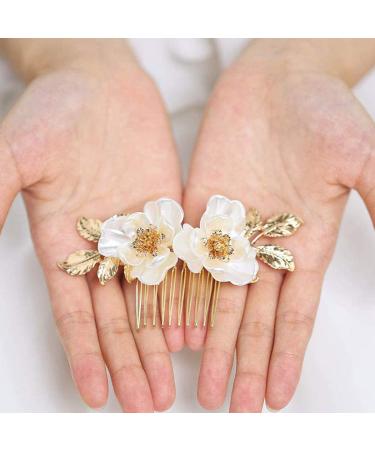 Gold Leaf Bridal Hair Comb - Flower Wedding Hair Piece for Women/Girls - Buy Online on GoSupps.com