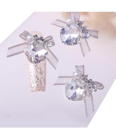 3pcs Nail Art With Rhinestones Organza Bowknot Fingernail Decoration For Salon Home Use Nail Accessories Kit champagne - Buy Online on GoSupps.com