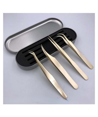 4-part eyelash tweezers set incorrect eyelash extensions clip pliers eyebrow tweezers for hair nail art soldering (D size: 4 pieces)