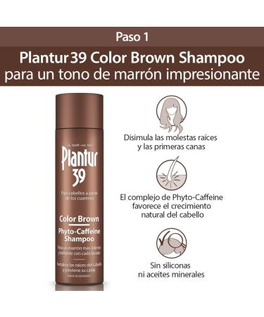  Plantur 39 Plantur 39 Color Braun - Phyto Shampoo with caffeine - 2 x 250 ml - For brunettes - Gray mask - Menopausal hair loss treatment - Buy Online on GoSupps.com